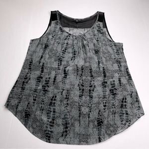 Eileen Fisher Medium Petite MP Women 100% Silk Sleeveless Sheer Blouse Shell Top